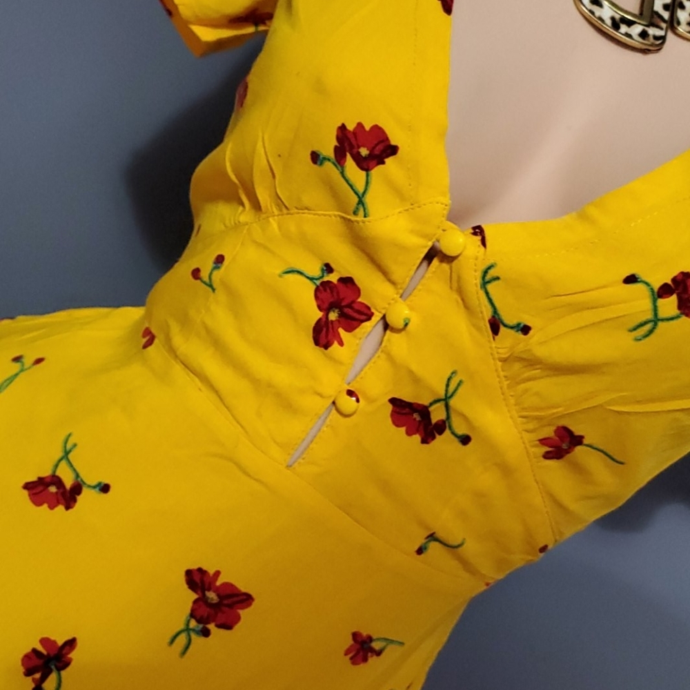 Stunning Yellow Floral Summer Dress MUST SEE - Picture 7 of 8